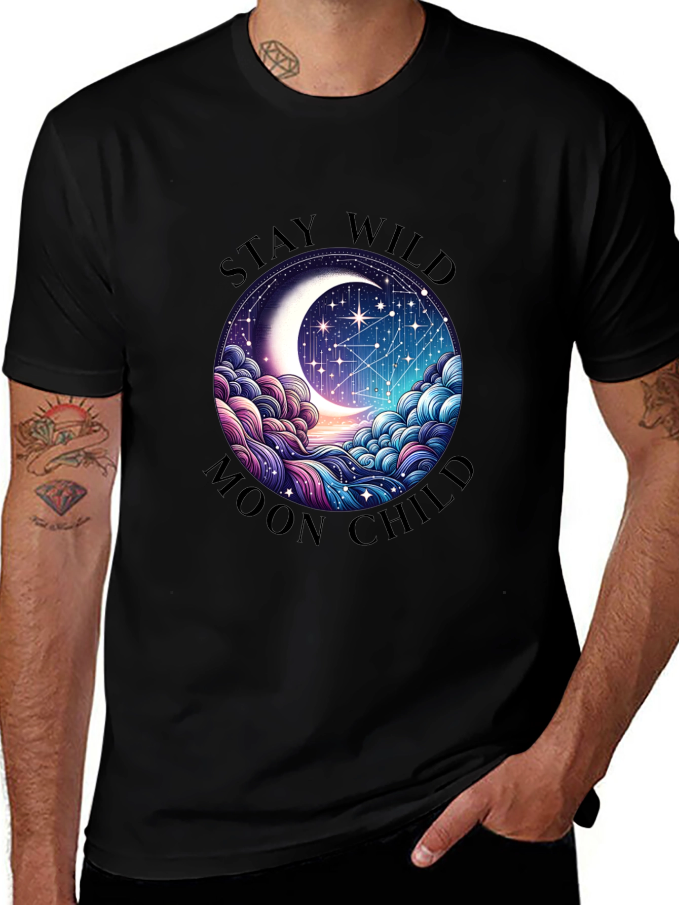 Camiseta Negra Stay Wild Moon Child