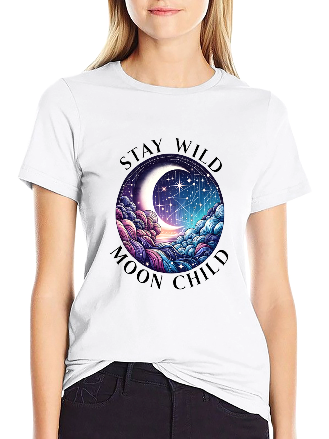 Camiseta Negra Stay Wild Moon Child