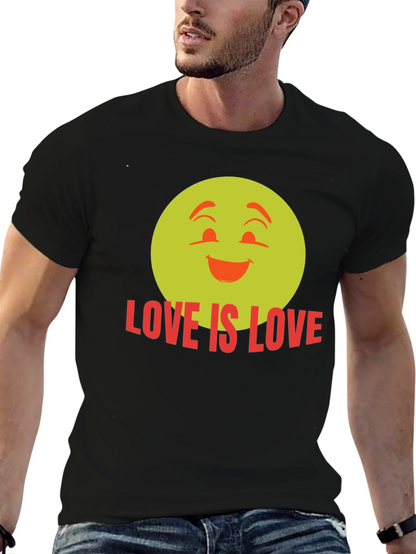 Camiseta Negra Love is Love con Emoji Sonriente