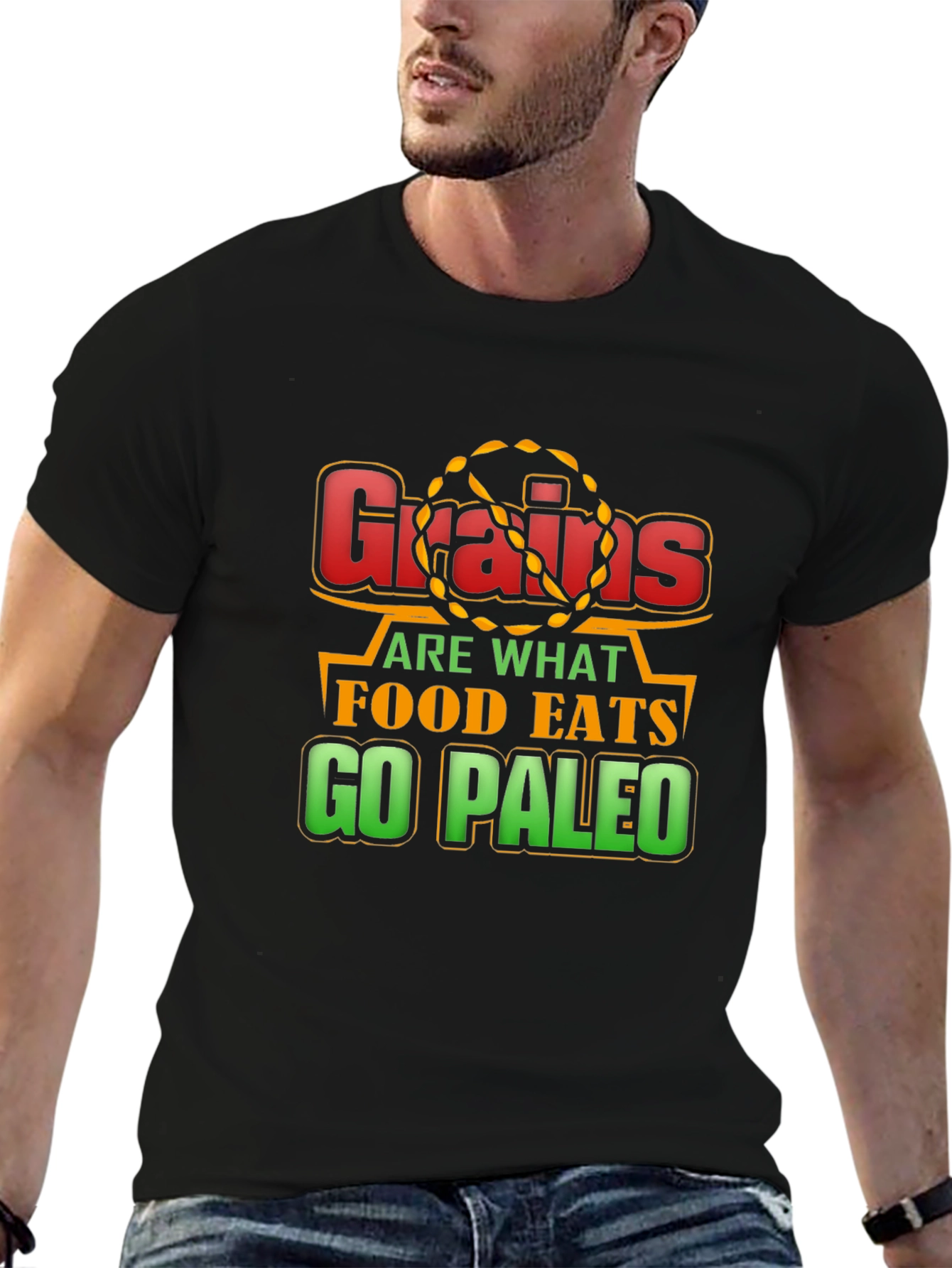 Camiseta Negra Grains are what food eats