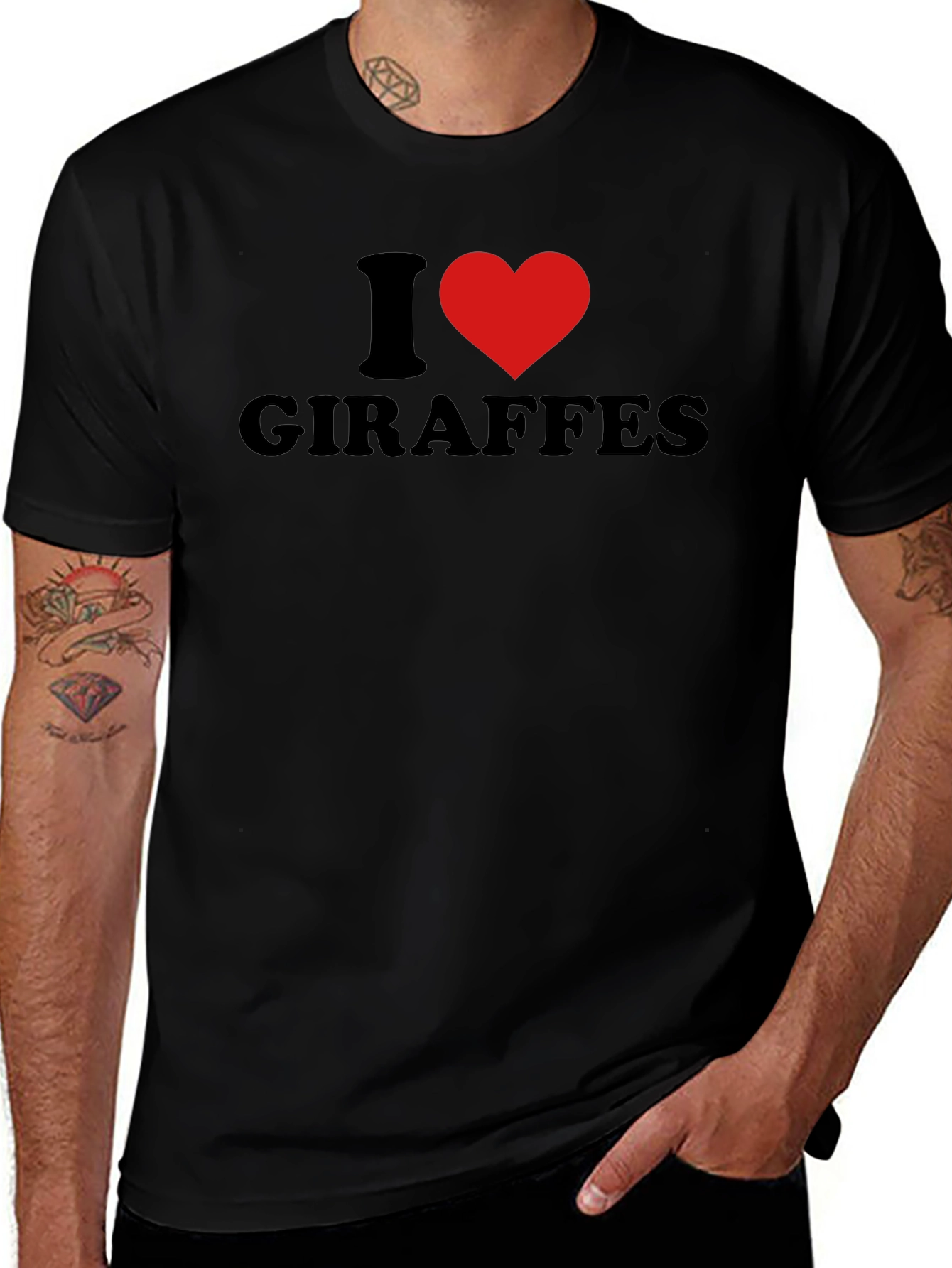 Camiseta Negra Amo a las Jirafas para Hombre