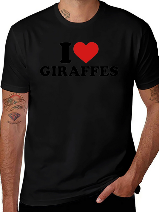 Camiseta Negra Amo a las Jirafas para Hombre
