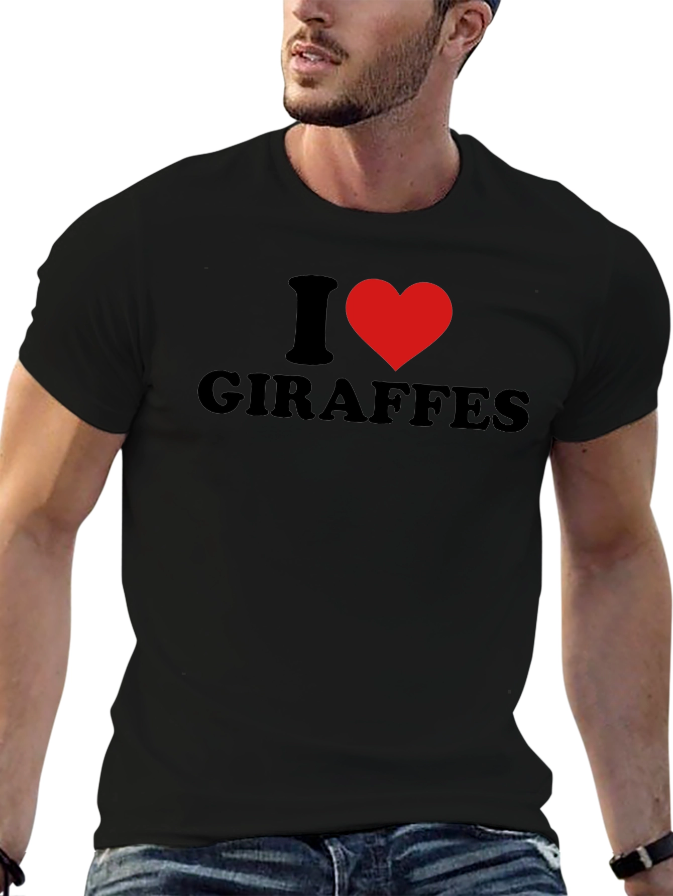 Camiseta Negra Amo a las Jirafas para Hombre