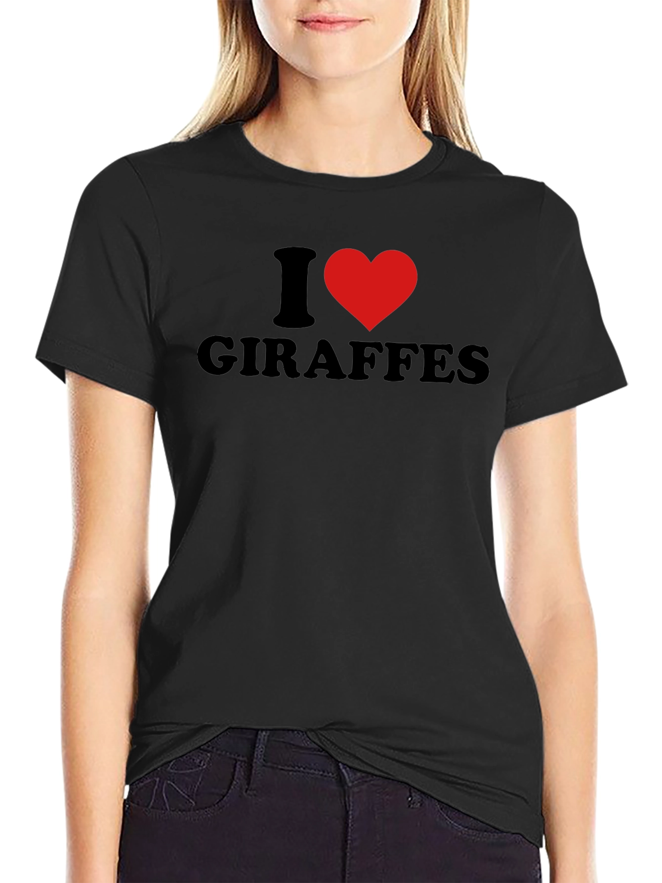 Camiseta Negra Amo a las Jirafas para Hombre