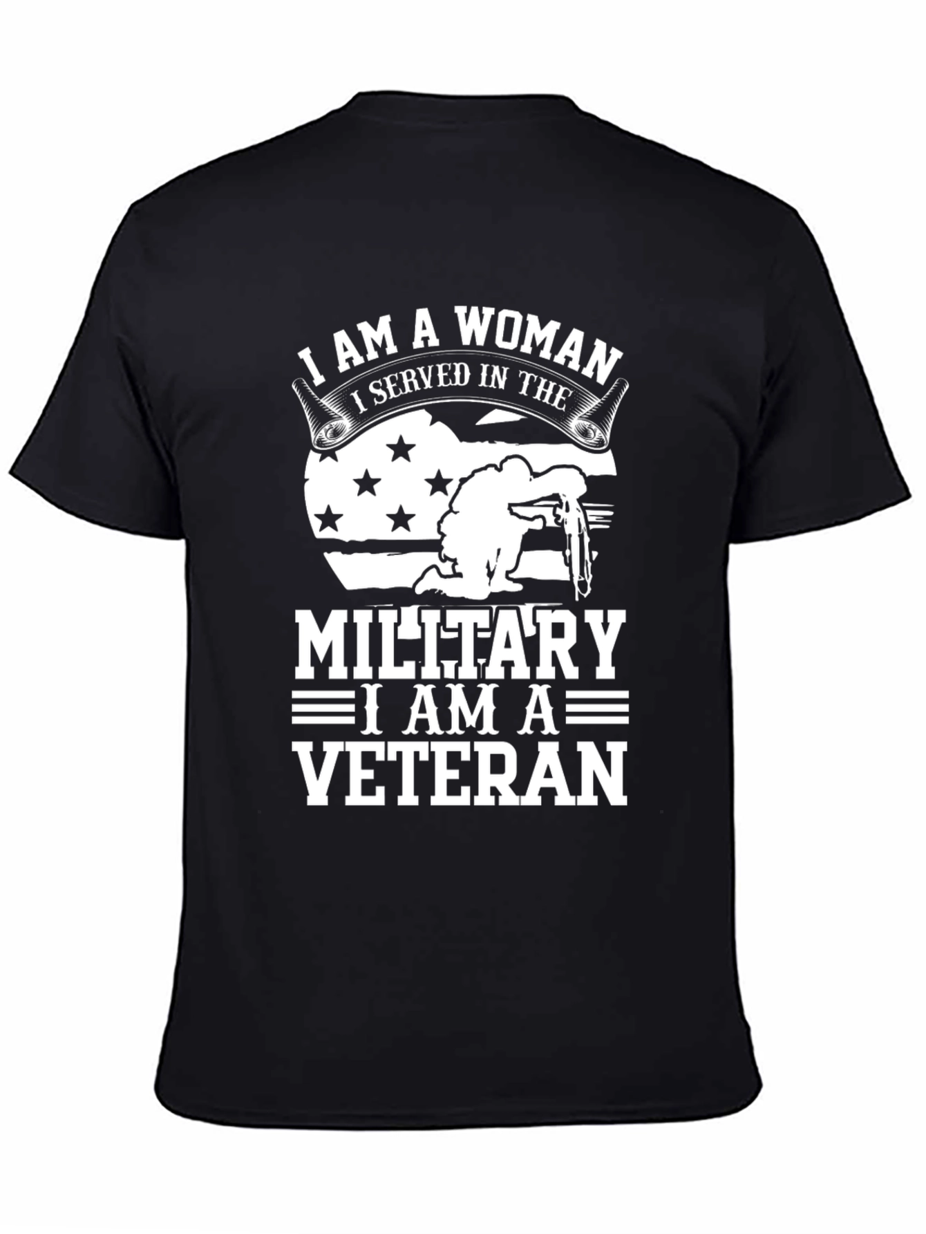 Camiseta Negra Veterana Militar Mujer