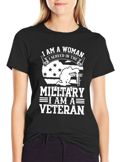 Camiseta Negra Veterana Militar Mujer