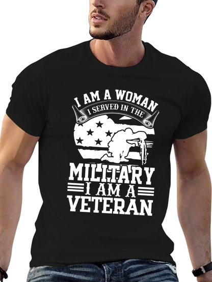 Camiseta Negra Veterana Militar Mujer
