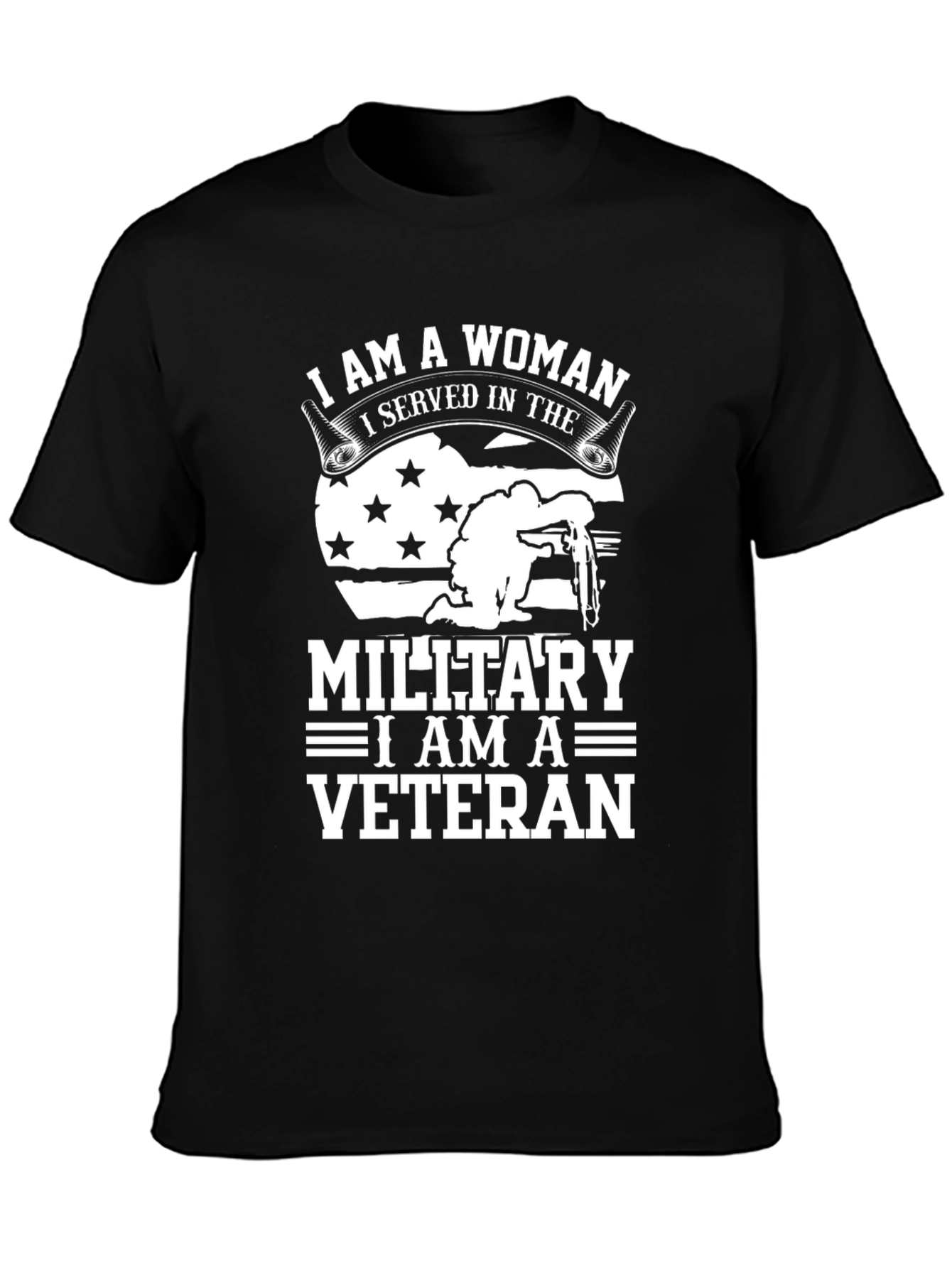 Camiseta Negra Veterana Militar Mujer