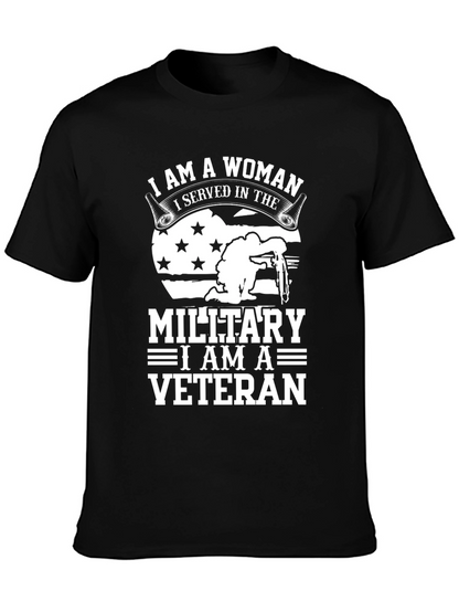 Camiseta Negra Veterana Militar Mujer