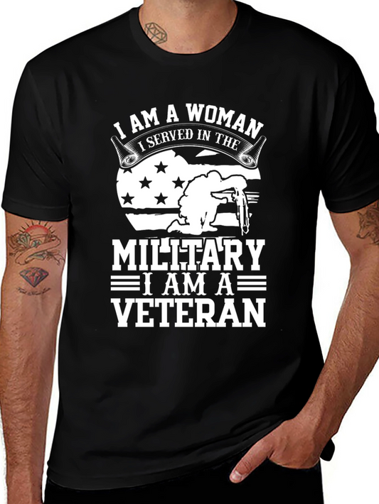 Camiseta Negra Veterana Militar Mujer