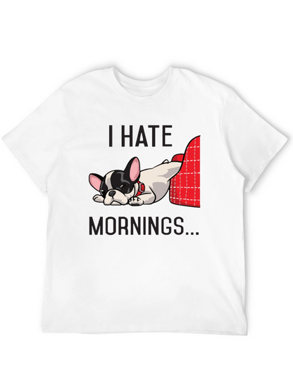 Camiseta Negra Odio las Mañanas con Bulldog Francés