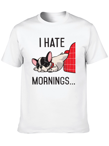 Camiseta Negra Odio las Mañanas con Bulldog Francés