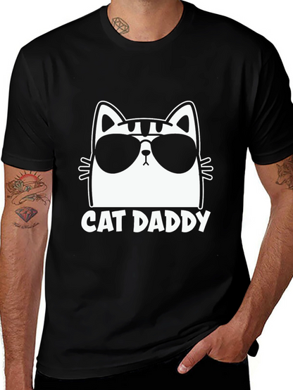 Camiseta Negra Cat Daddy Diseño Gato con Gafas