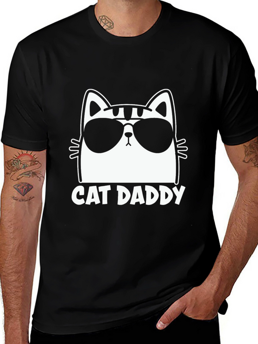 Camiseta Negra Cat Daddy Diseño Gato con Gafas