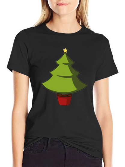 Camiseta Negra con Árbol de Navidad Divertido
