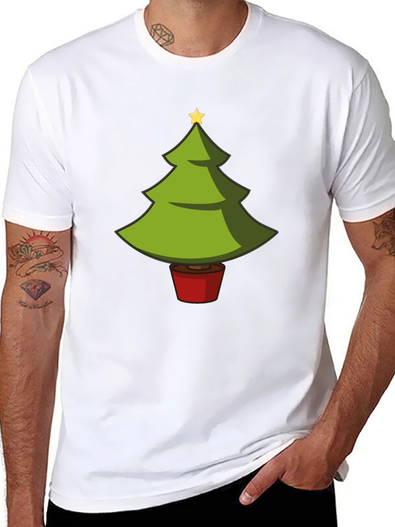 Camiseta Negra con Árbol de Navidad Divertido