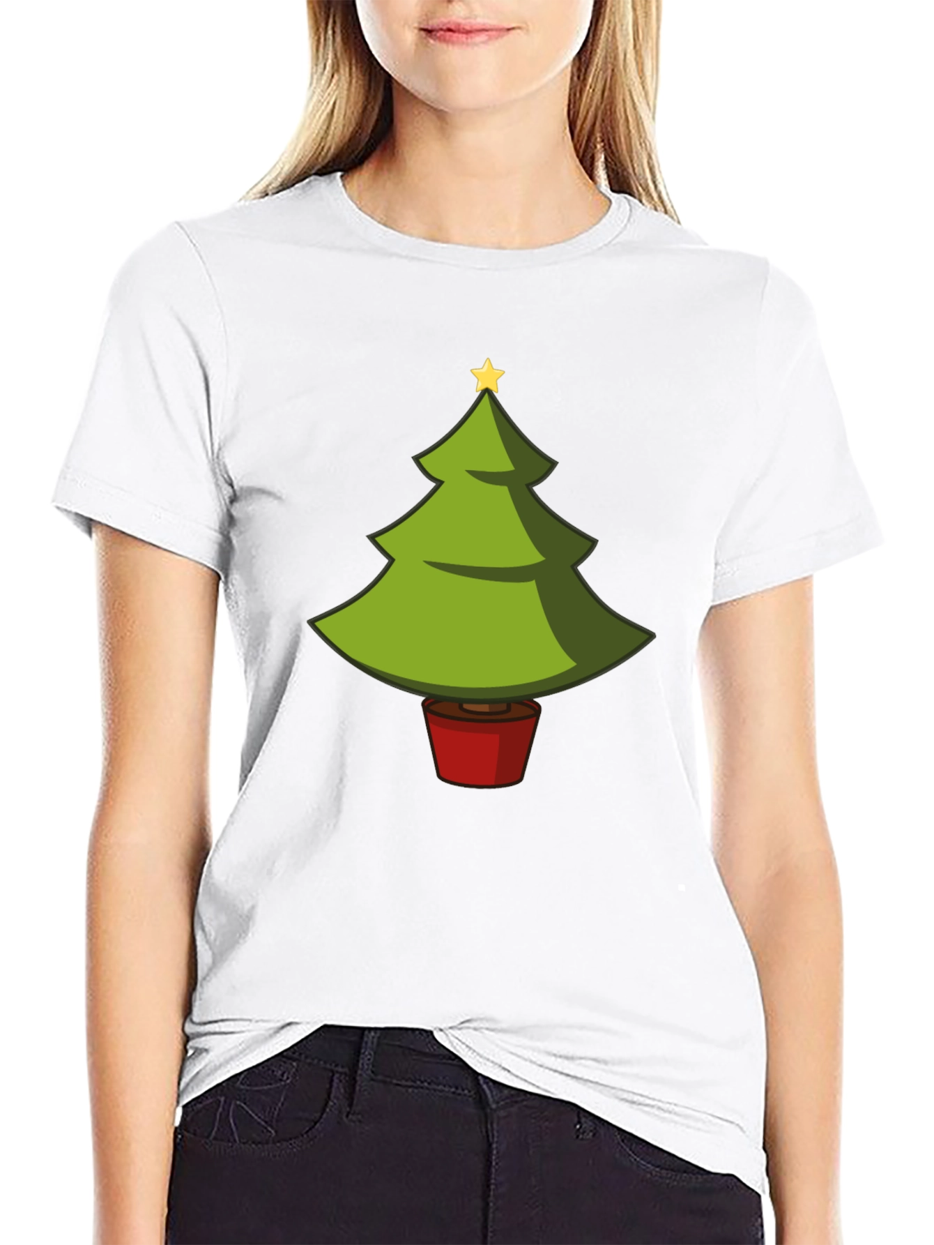Camiseta Negra con Árbol de Navidad Divertido