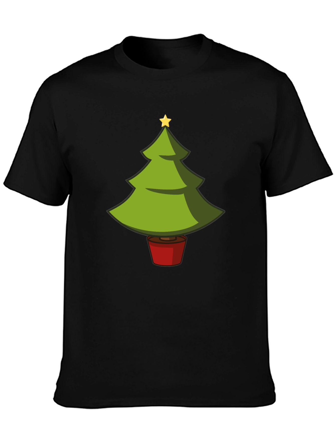 Camiseta Negra con Árbol de Navidad Divertido