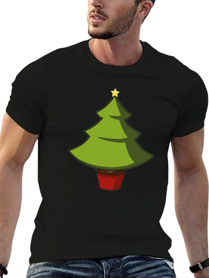 Camiseta Negra con Árbol de Navidad Divertido