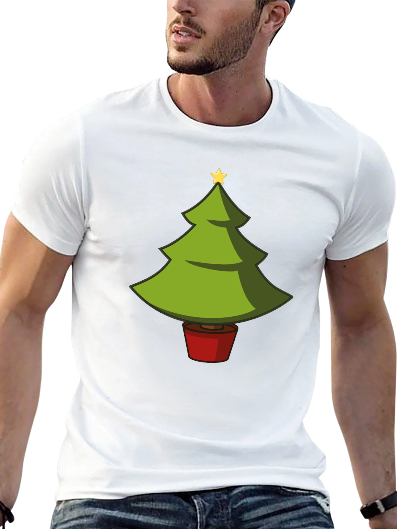 Camiseta Negra con Árbol de Navidad Divertido