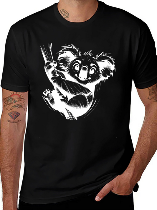 Camiseta Negra con Diseño de Koala Divertido