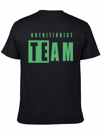 Camiseta Negra Nutricionista Team Diseño Gráfico