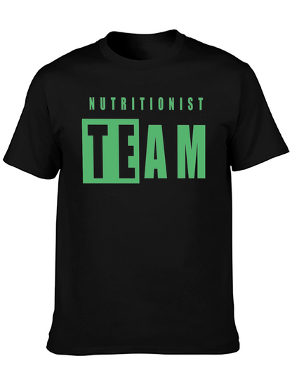 Camiseta Negra Nutricionista Team Diseño Gráfico