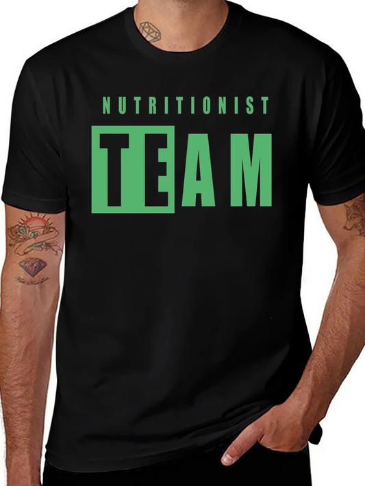 Camiseta Negra Nutricionista Team Diseño Gráfico