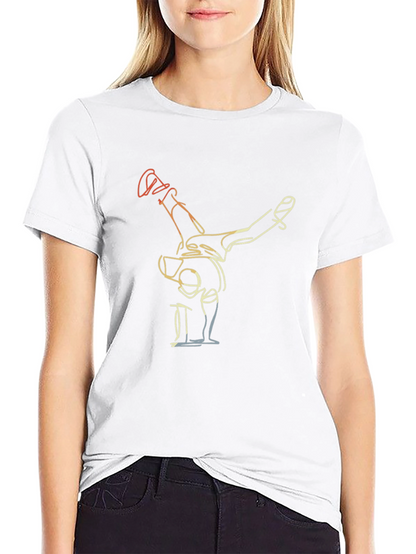 Camiseta Negra con Diseño de Bailarín Abstracto