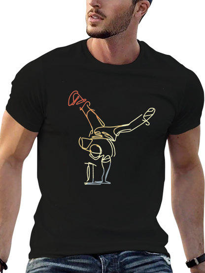 Camiseta Negra con Diseño de Bailarín Abstracto