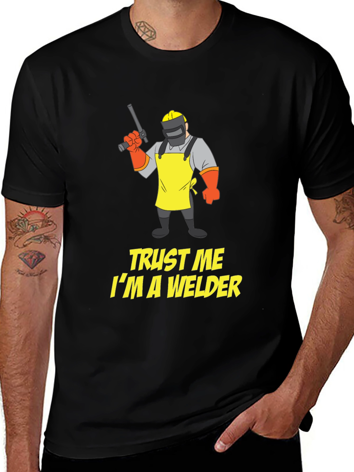 Camiseta Negra: Confía en Mí Soy Soldador
