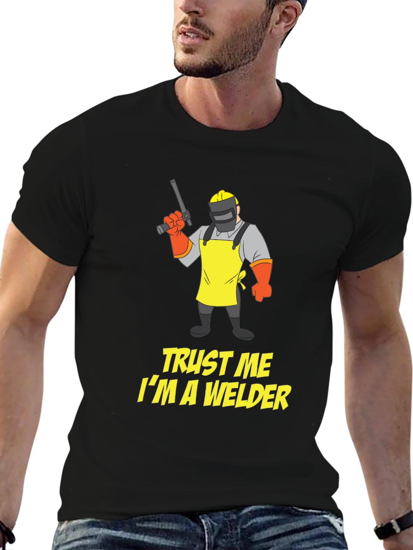 Camiseta Negra: Confía en Mí Soy Soldador
