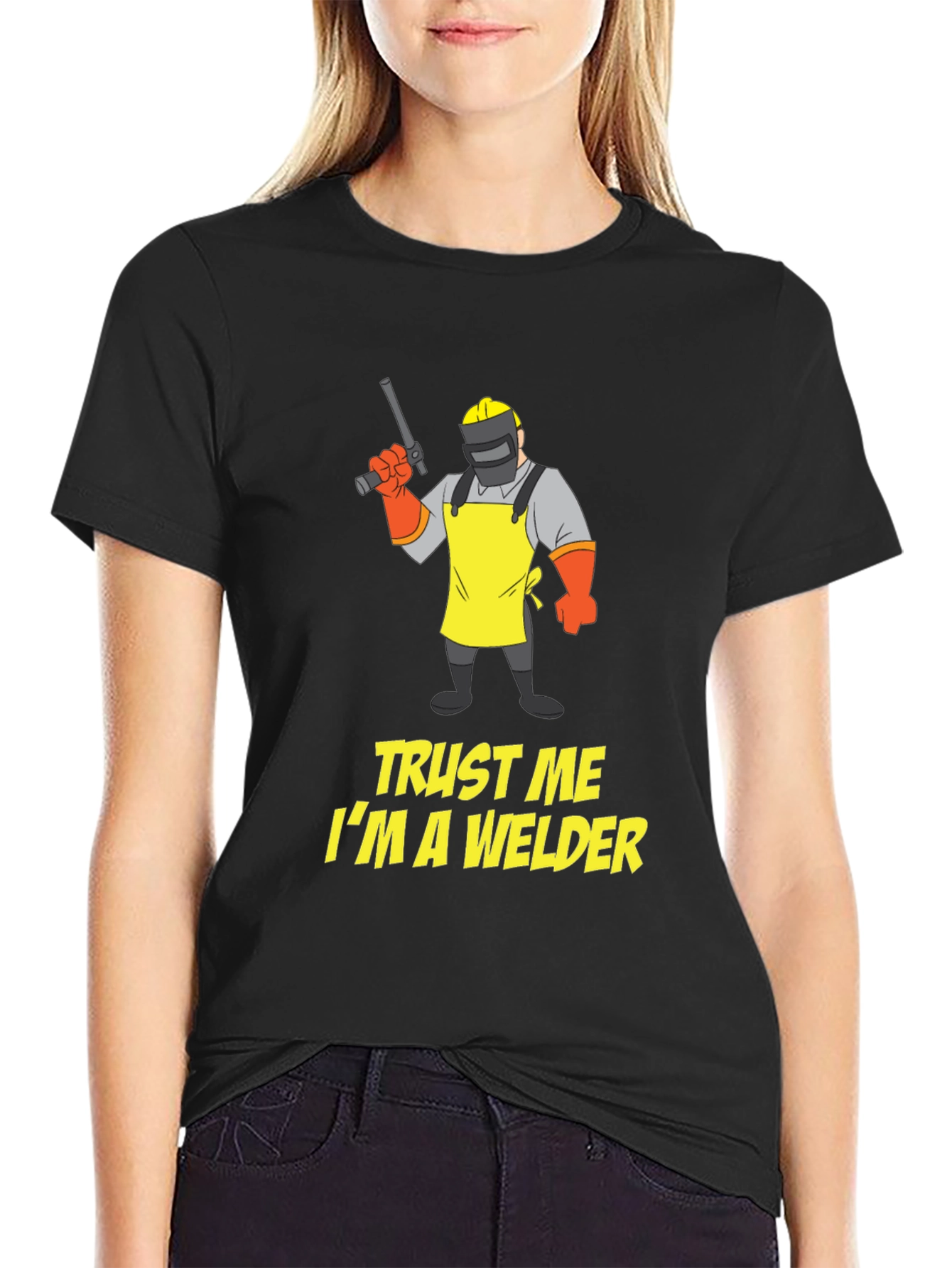 Camiseta Negra: Confía en Mí Soy Soldador