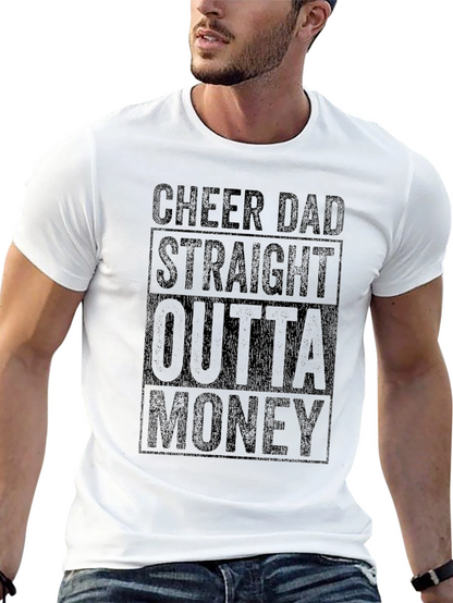 Camiseta Negra Humor Cheer Dad Outta Money