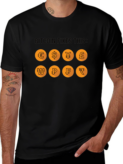 Camiseta Bitcoin Fixes This: Monedas del Mundo