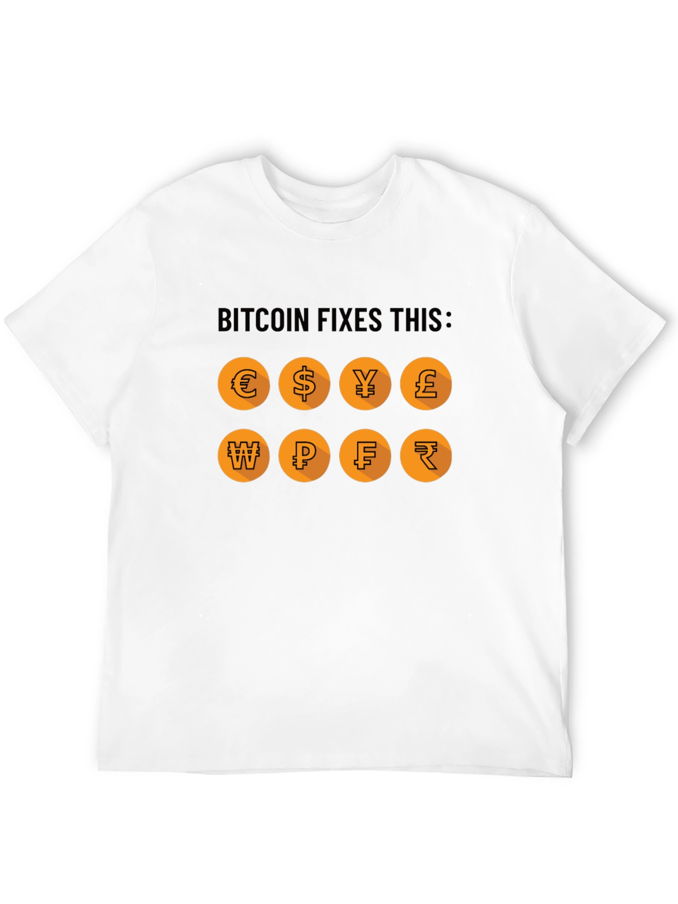 Camiseta Bitcoin Fixes This: Monedas del Mundo