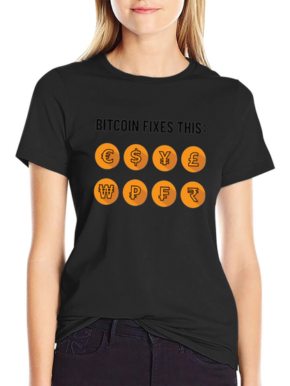 Camiseta Bitcoin Fixes This: Monedas del Mundo