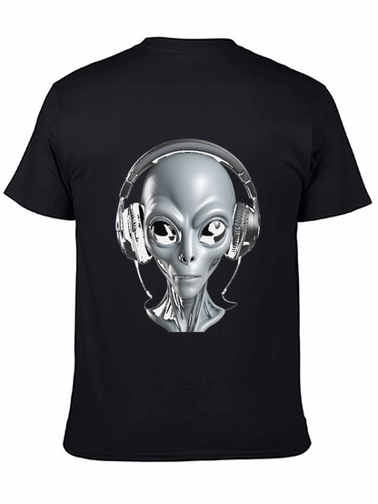 Camiseta Hombre Alienígena con Audífonos - Diseño Único