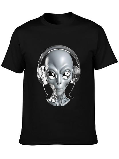 Camiseta Hombre Alienígena con Audífonos - Diseño Único