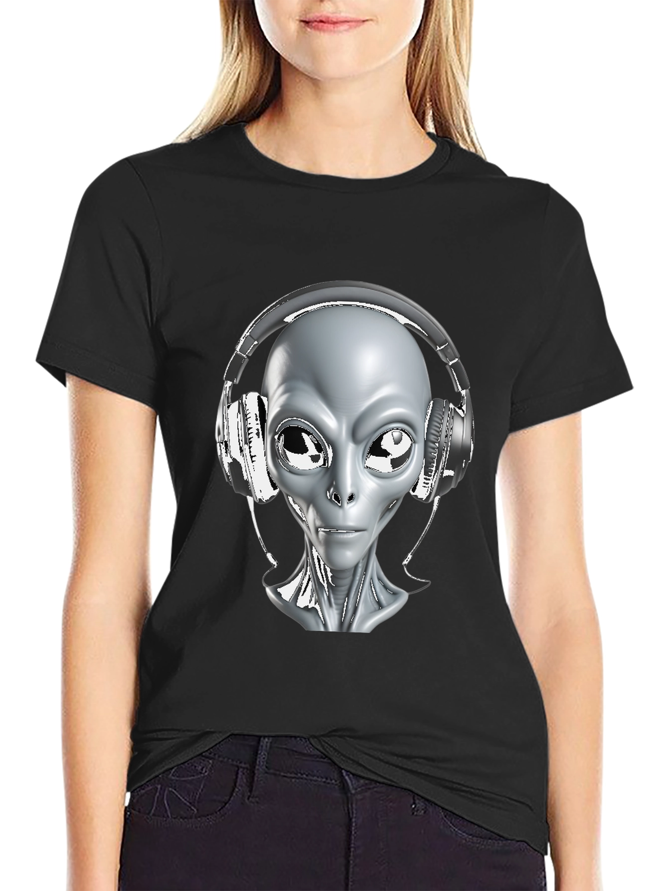 Camiseta Hombre Alienígena con Audífonos - Diseño Único