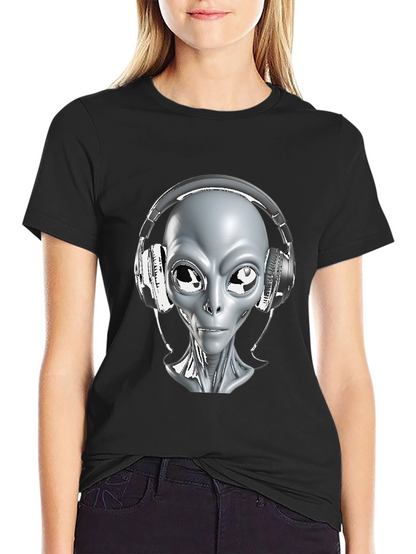 Camiseta Hombre Alienígena con Audífonos - Diseño Único