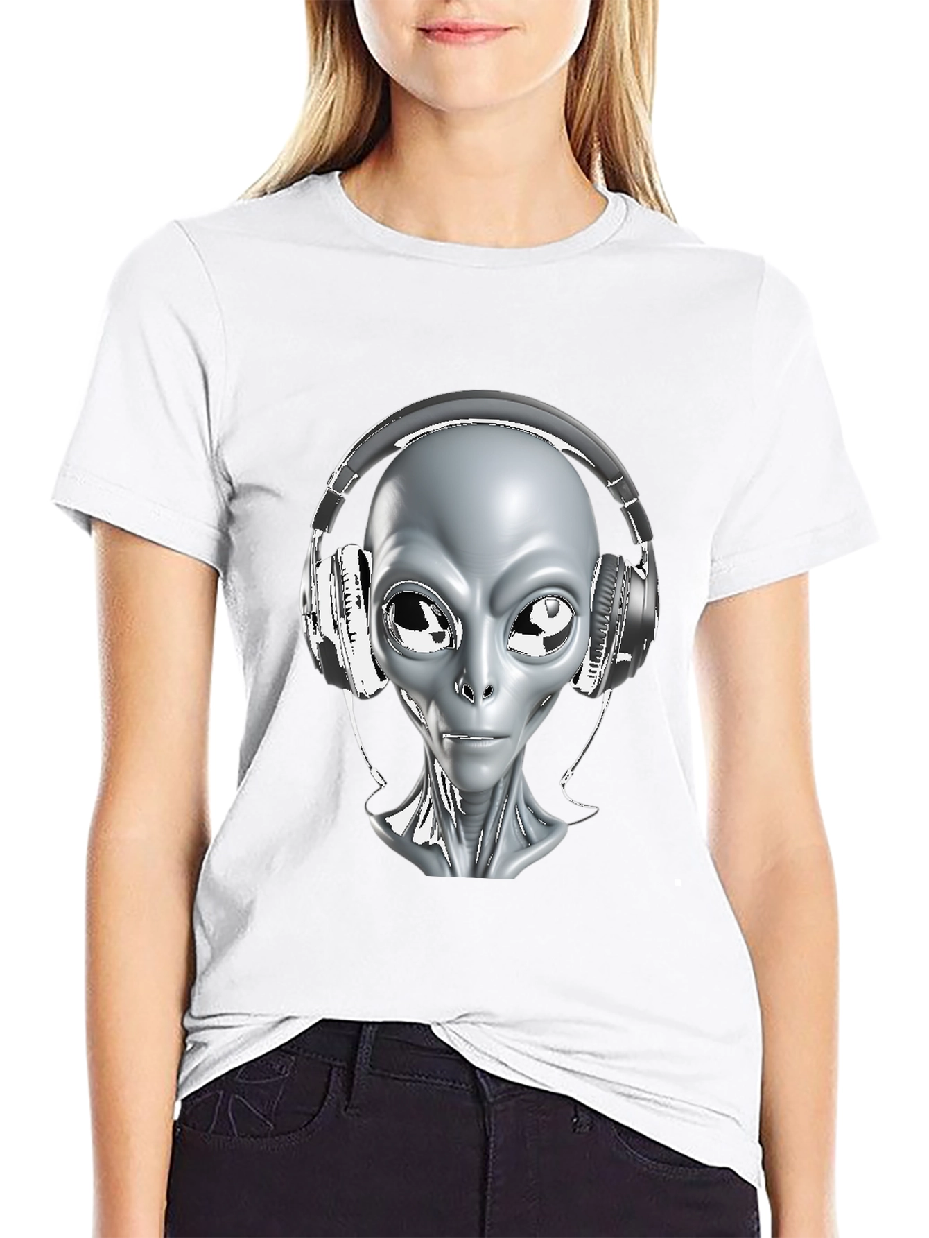 Camiseta Hombre Alienígena con Audífonos - Diseño Único