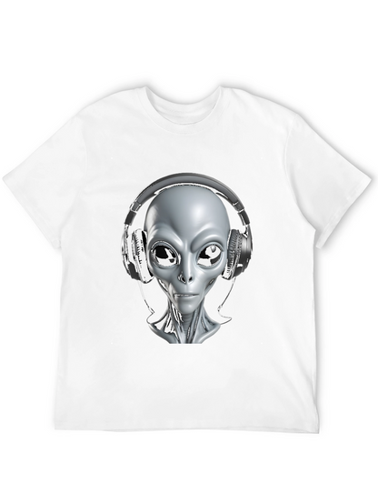 Camiseta Hombre Alienígena con Audífonos - Diseño Único