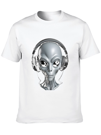 Camiseta Hombre Alienígena con Audífonos - Diseño Único