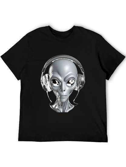 Camiseta Hombre Alienígena con Audífonos - Diseño Único