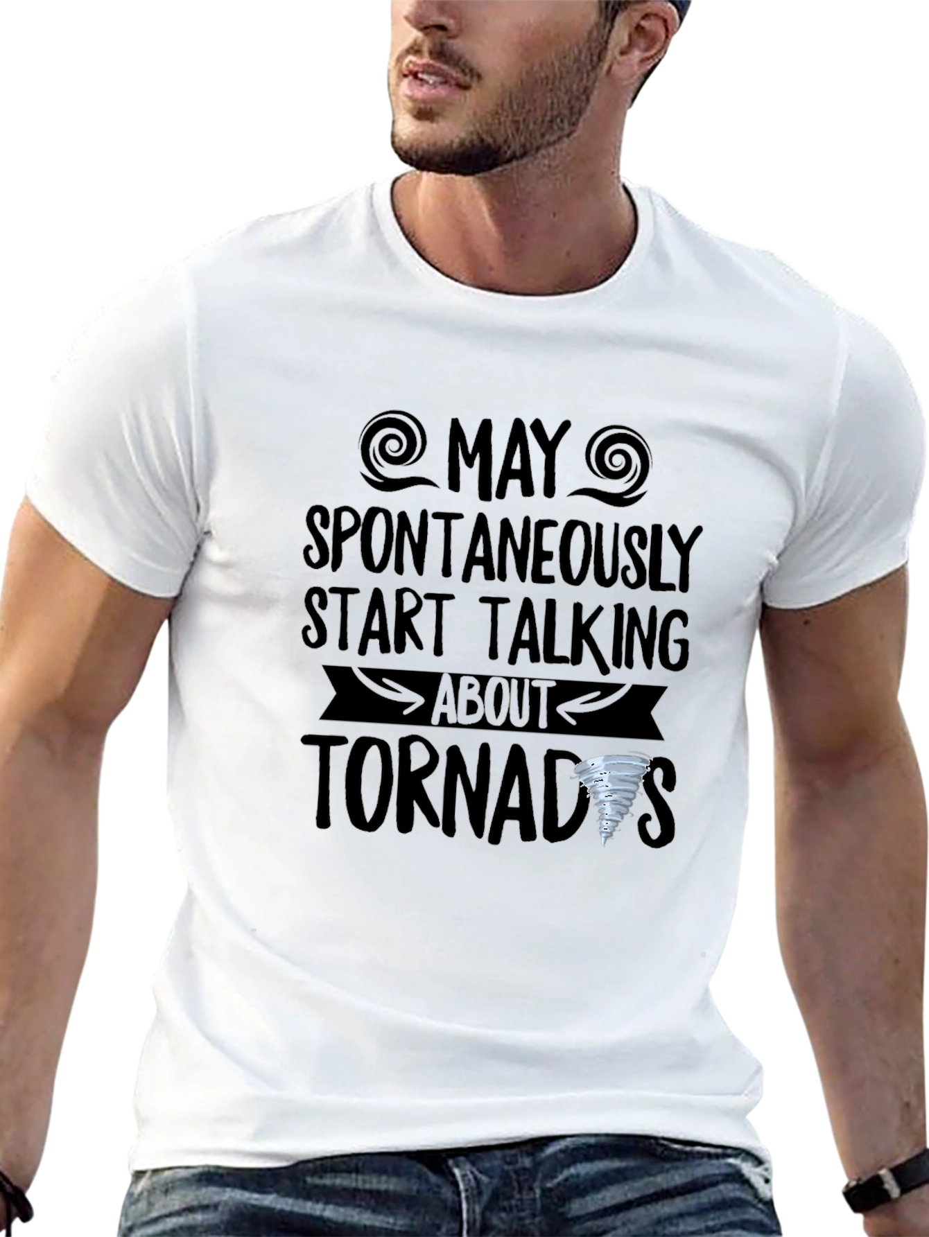 Camiseta Negra con Diseño de Tornados