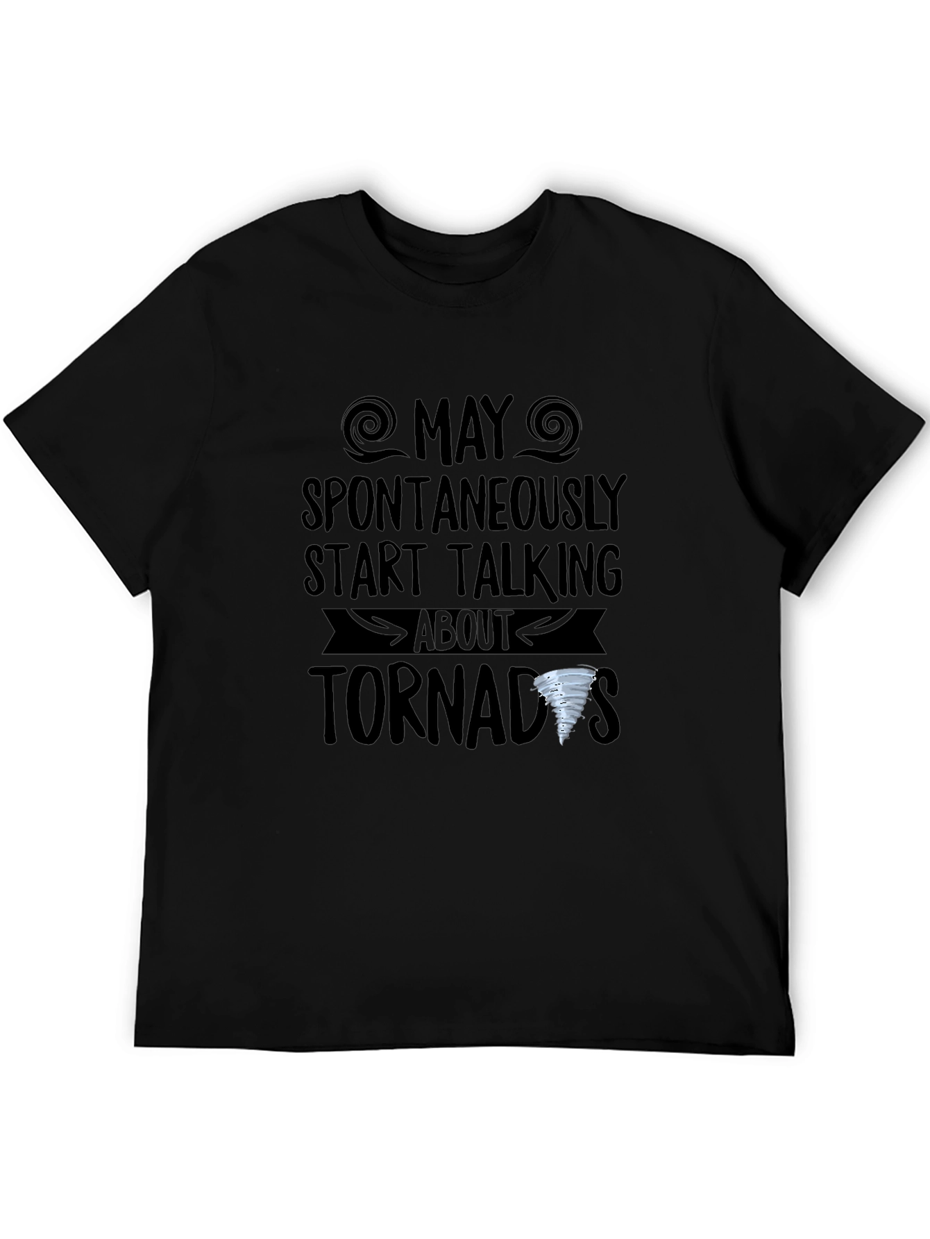 Camiseta Negra con Diseño de Tornados