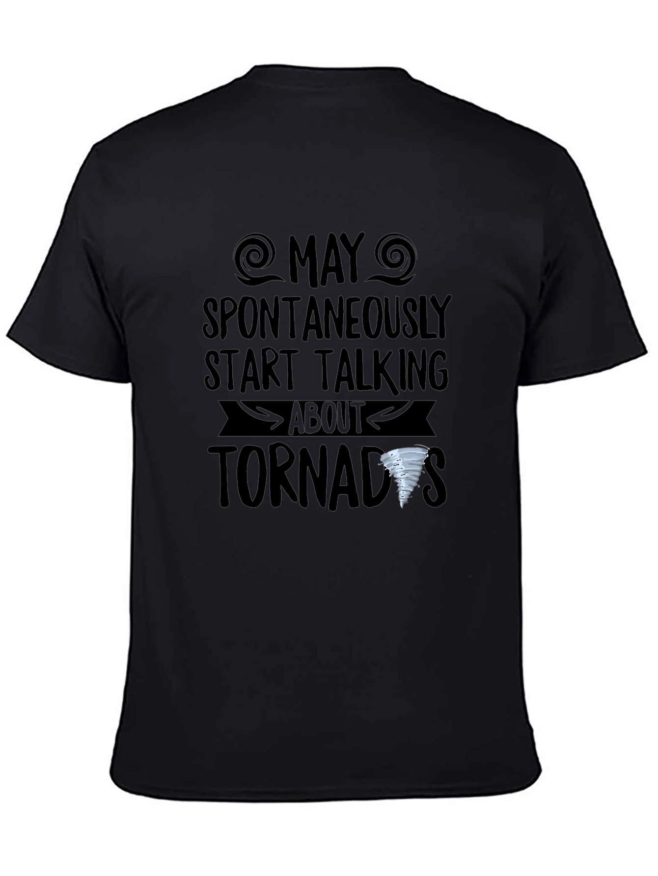 Camiseta Negra con Diseño de Tornados
