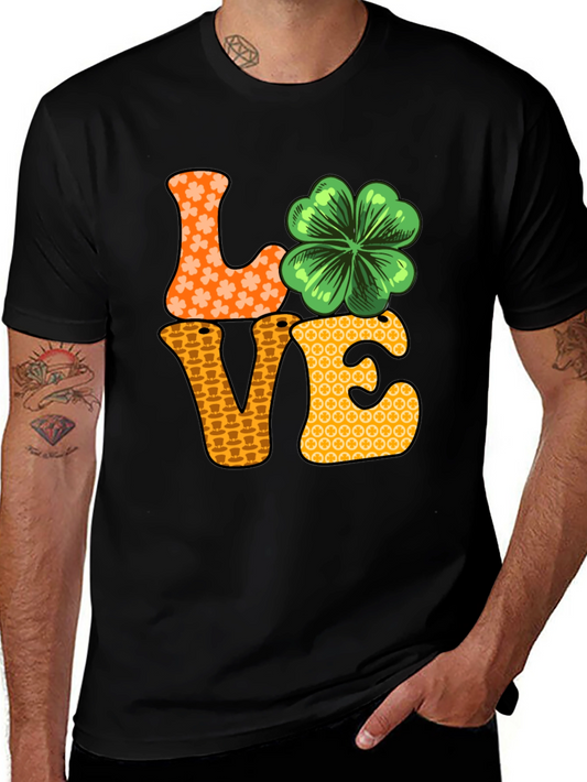 Camiseta Negra LOVE con Trébol para San Patricio