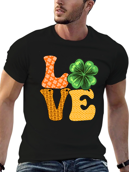 Camiseta Negra LOVE con Trébol para San Patricio